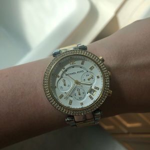 Gold + silver MK watch